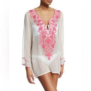 ELLA MOSS Stella Embroidered Short Tunic swim Coverup xs/s